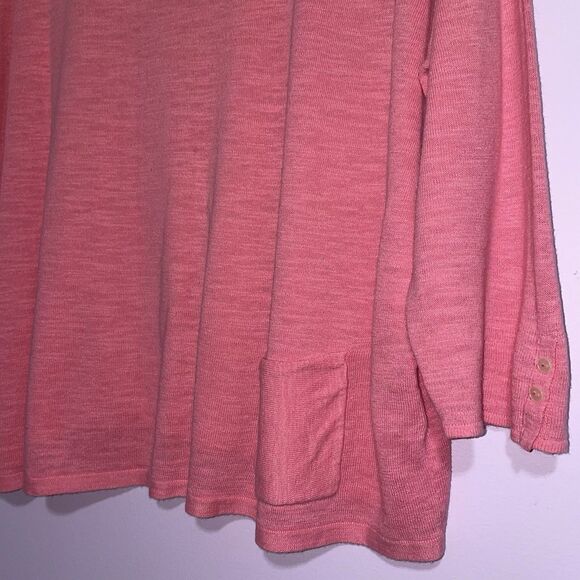 J Jill Linen Blend Knit Top Women L Pink 3/4 Sleeve Minimalist Casual Coastal - Picture 3 of 8